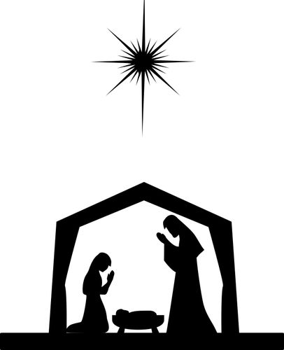 Nativity Clipart Black And White - 71 cliparts Nativity Scene Silhouette, Nativity Clipart, Simple Nativity, Jesus In A Manger, Angel Silhouette, Nativity Silhouette, Silhouette Template, Picture Templates, Shape Templates