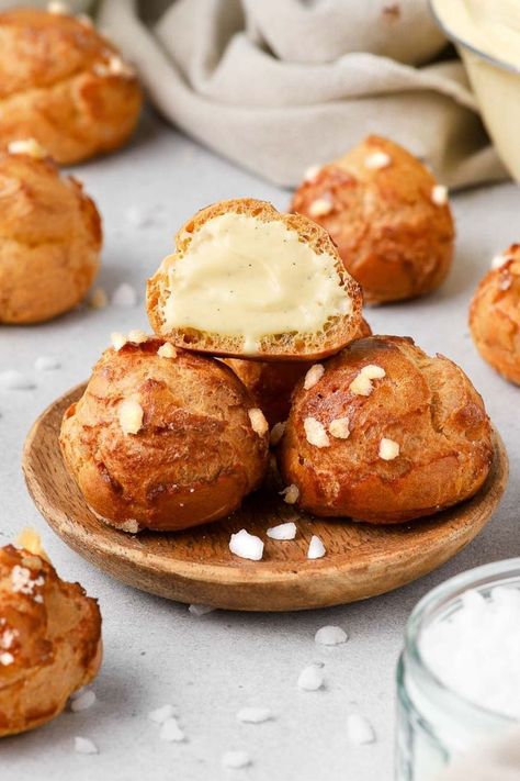 Bakery In France, Choux Cream, Paris Bakery, Choux Buns, Sugar Puffs, Mini Pastries, Pearl Sugar, French Recipes, Dessert Bites