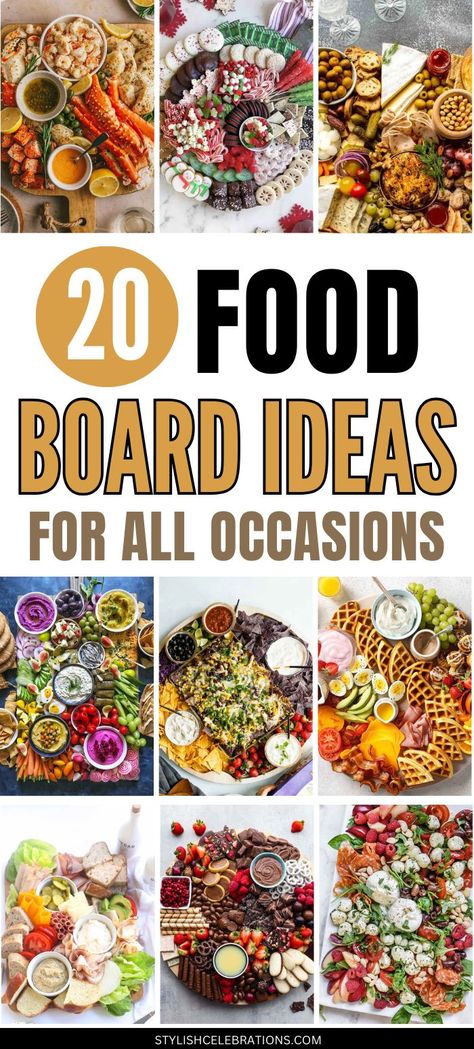 20 Food & Snack Board Ideas for Any Occasion Creative Food Boards Ideas, Drinks Board Ideas, Boards Food Ideas, Party Board Food Ideas, Bbquterie Board, Board Of Food, Chutney Board Ideas, Themed Grazing Boards, Farmhouse Charcuterie Board