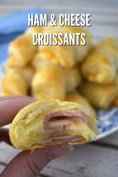 Scrumptious Ham and Cheese Croissants are not only amazing for brunch but also a fabulous for a make ahead breakfast. This ham and cheese croissant recipe is one you�ll want to save! #ad #EasyPuffPastry #wewalka Make Ahead Ham And Cheese Croissants, Ham And Cheese Mini Croissant, Copycat Starbucks Ham And Cheese Croissant, Cheese Croissant Recipe, Ham And Cheese Croissants, Unhealthy Recipes, Crossant Recipes, Summer Lunches, Silly Pics