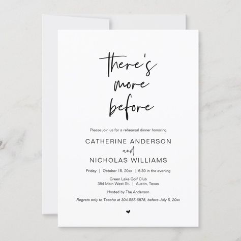 Wedding Rehearsal Dinner, there is more before Invitation  Zazzle Modern Rehearsal Dinner, Dinner Invitation Wording, Night Before Wedding, Match Font, Wedding Rehearsal Dinner Invitations, Rehearsal Dinner Invitation, Dinner Invitation, Rehearsal Dinner Invitations, Wedding Rehearsal Dinner