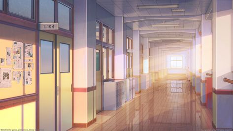 School Hallway Anime Bg, Hallway Wallpaper, Episode Interactive Backgrounds, Anime Places, Anime Classroom, School Hallways, Episode Backgrounds, Scenery Background, Anime Room