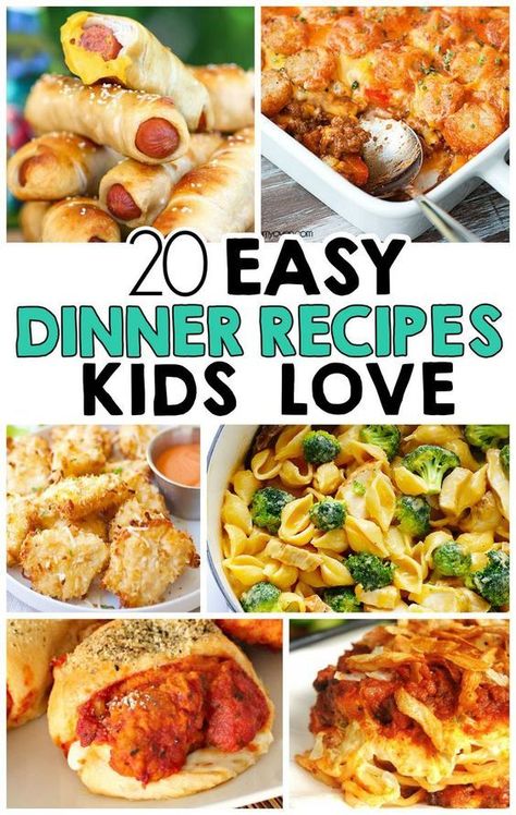 20 Easy Dinner Recipes That Kids Love Meals Kids Love, Easy Meals For Kids, Toddler Snacks, Recipes For Kids, Idee Pasto Sano, Dinner Recipes For Kids, Dinners For Kids, Kid Friendly Meals, Quick Dinner