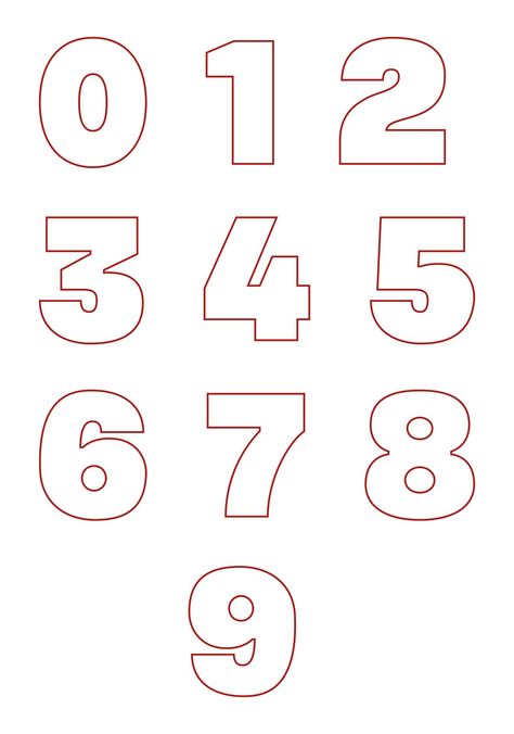 1 To 10 Numbers Design, Number Templates Printable Free, Block Numbers Font, Lettering Fonts Numbers, Number Outline, Large Printable Numbers, Fonts Numbers, Diy Numbers, Block Numbers