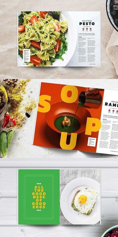 Food Editorial Design, Food Magazine Layout, Recipe Graphic, Food Brochure, Food Catalog, Layout Editorial, Brochure Food, Recipe Book Design, 잡지 레이아웃