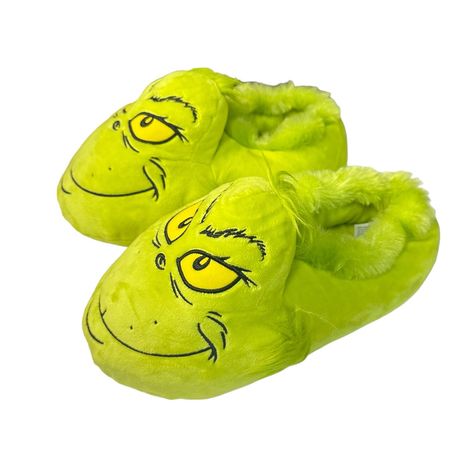 2023 Universal Studios Dr. Seuss The Grinch Slippers - Adult S (7-8) 100% Authentic Universal Studios 2023 Universal Studios Dr. Seuss The Grinch Slippers - Adult S (7-8) Dr. Seuss The Grinch Slippers Size: Small (7-8) Brand New Comes As Pictured Grinch Room, Grinch Slippers, Panda Slippers, Grinch Stuff, Dr Seuss Grinch, Dr Seuss The Grinch, Random Products, Shoes 2023, Halloween Ii