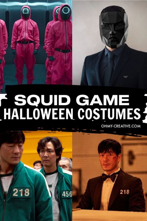 Squid Game Guards, Diy Squid, Squid Game Costume, Dyi Costume, Couples Costumes Creative, Movie Character Costumes, Themed Halloween Costumes, Holiday Pins, Costumes Ideas