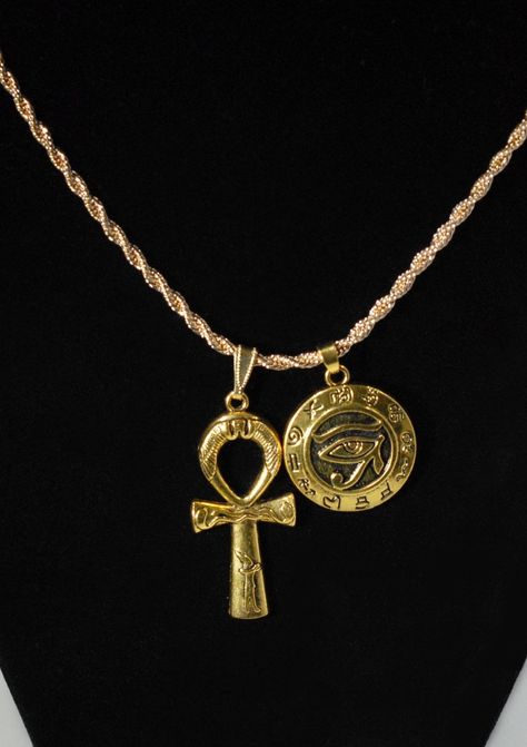 Eye Of Horus Jewelry, Ankh And Eye Of Horus, Duo Necklace, Eye Of Horus Necklace, Egypt Jewelry, Ankh Necklace, Necklace Mens, Egyptian Symbols, Egyptian Jewelry