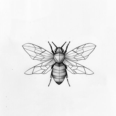 Discover the beauty within this stunning black and white bee illustration, where geometric patterns meet delicate details. A symbol of diligence, unity, and the critical role of bees in our ecosystem, let this art inspire you. Save & follow for more unique inspirations! 🐝 #BeeArt #GeometricDesign #NatureInspiration #SaveTheBees #ArtisticExpression #AIimage Geometric Insect Tattoo, Honeycomb Tattoo Geometric, Geometric Bee Tattoo, Geometric Bee, Black And White Bee, Honeycomb Tattoo, Bee Drawing, Insect Tattoo, Nature Tattoo