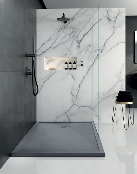 Dekorere Bad, Bilik Air, Bad Inspiration, Wet Room, Bathroom Design Luxury, Stylish Bathroom, Marble Bathroom, Bathroom Design Small, Shower Tray