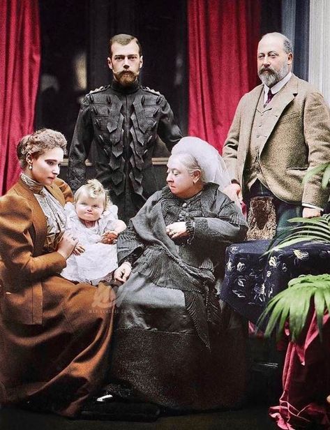 Nicholas Romanov & Queen Victoria Nicholas Ii And Alexandra, Tsarina Alexandra, Colorized Historical Photos, Balmoral Castle, Queen Victoria Family, Alexei Romanov, Victoria Prince, Grand Duchess Olga, Alexandra Feodorovna