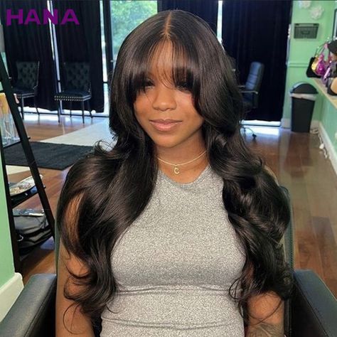 Highlight Brown Blonde Colored Body Wave  Human Hair Wigs With Bangs 13x4 Lace Frontal Wig Middle Part Styles Black Women, Curtain Bangs Closure, Layered Closure Wig, Curly Hair Extensions Hairstyles, Highlights On Brown Hair Straight, Closure Quick Weave Hairstyles, Wigs Hairstyles For Black Women, Blonde Highlights On Brown Hair, Frontal Wig Hairstyles