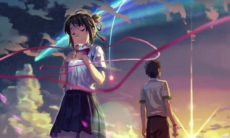 Your Name 2016, Kimi No Na Wa Wallpaper, Makoto Shinkai Movies, Your Name Wallpaper, The Garden Of Words, Your Name Anime, Film Anime, Kimi No Na Wa, Name Wallpaper