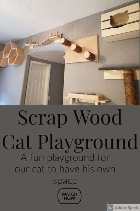 Yep, you could say our cat is spoiled. This was easier than you think. Follow along to see how we did it. Dont forget to follow me on Instagram and TikTok for lots of project ideas. Cat Wall House, Diy Cat Jungle Gym Wall, Cat Super Highway Diy, French Cleat Cat Wall, Diy Cat Walkway, Cat Playroom Indoor, Cat Play Wall Diy, Diy Cat Corner Ideas, Cat Runs Indoor