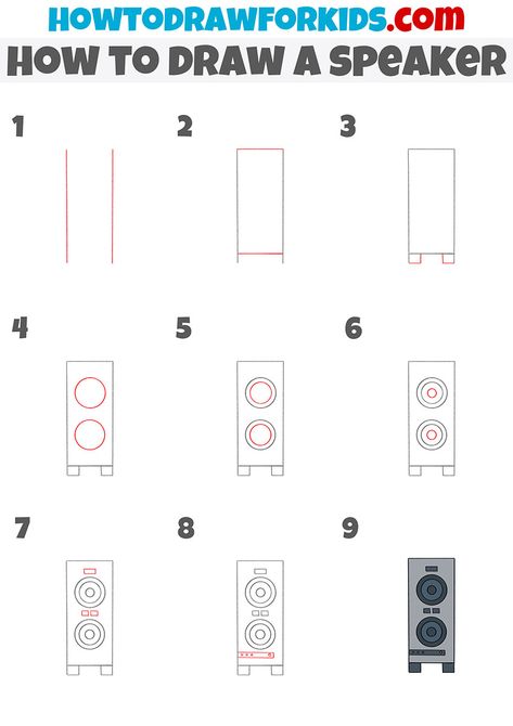 How To Draw A Camera Step By Step, Easy Drawing Sketches Pencil Step By Step, Speaker Drawing, Draw Objects, Computer Drawing, Simple Canvas Paintings, Coloring Supplies, Easy Drawings Sketches, Pencil And Paper