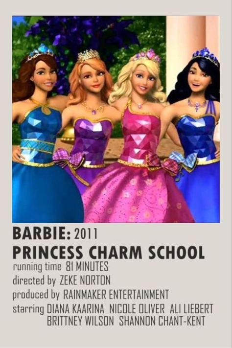 Barbie Movies List, Barbie Princess Charm School, Film Polaroid, Princess Charm School, Scrapbook Disney, Princess Charming, Desain Buklet, Girly Movies, Barbie Cartoon