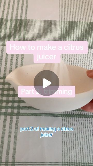 cleo on Instagram: "How to make a lemon squeezer / citrus juicer part 2!! Trimming 🍊🍋  #pottery #potteryvideos #lemonsqueezer #citrusjuicer #trimming #potterywheel #trimmingpottery #ceramics" Pottery Lemon Squeezer, Lemon Juicer Pottery, Citrus Juicer Ceramic, Pottery Citrus Juicer, Pottery Lemon Juicer, Lemon Squeezer Ceramic, Ceramic Lemon Juicer, Trimming Pottery, Lemon Juicer