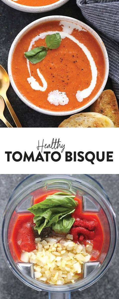 Tomato Bisque Recipe, Tomato Bisque Soup, Bisque Soup Recipes, Clean Eating Soup, Bisque Soup, Low Calorie Soup, Fit Foodie Finds, Soup Appetizers, Bisque Recipe