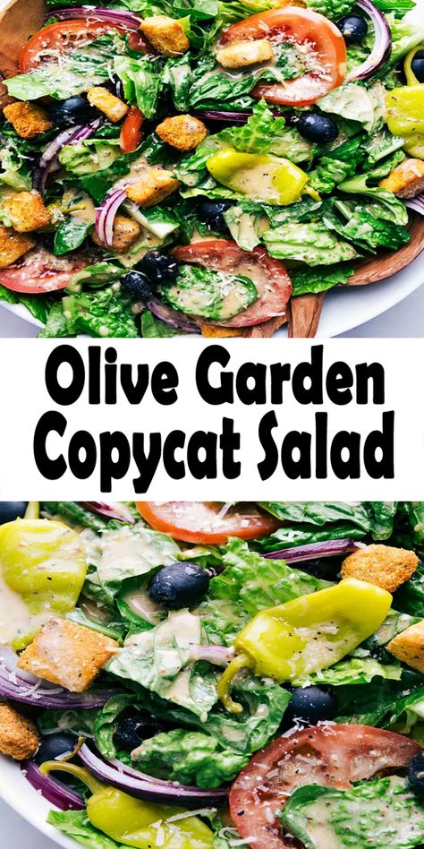 Olive Garden Copycat Salad, Garden Salad Ideas, Poppy Pumpkin, Copycat Salad, Homemade Creamy Italian Dressing, Olive Garden Salad Recipe, Creamy Italian Dressing, Garden Salad Recipe, Olive Garden Dressing