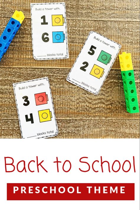 Preschool Adding Activities, Math Busy Bags For Kindergarten, Math Motor Activities, Math Blocks Activities Preschool, Math Blocks Activities, Number Operations Preschool, Number Theme For Preschool, Number Block Activities Preschool, 3k Classroom Centers