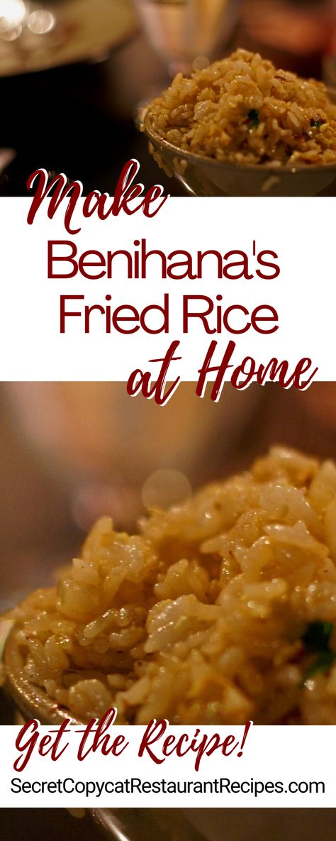 Make our Benihana Fried Rice Recipe at home tonight for your family. With our Secret Restaurant Recipe your Fried Rice will taste just like Benihana’s. Chicken Fried Rice Benihana Recipe, Copycat Hibachi Fried Rice, Beni Hana Fried Rice, Copycat Benihana Fried Rice, Copycat Fried Rice, Benihana Dinner At Home, Benny Hanna Fried Rice Recipe, Benihana Shrimp Fried Rice, Bennihanna Fried Rice