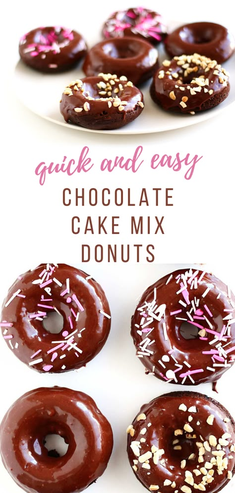 Cake Mix Donuts Recipe, Cake Donuts Baked, Homemade Baked Donuts, Chocolate Donuts Baked, Cake Mix Donuts, Doughnut Recipe Easy, Cheesecake Oreo, Easy Donuts, Baked Donut Recipes