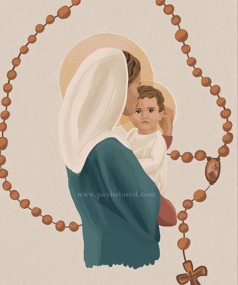 Our Lady of the Rosary Pax Valerie, Rosary Poster, Corpus Cristi, Our Lady Of The Rosary, Lady Of The Rosary, Kids Faith, Mama Mary, Jesus Christ Art, Catholic Images