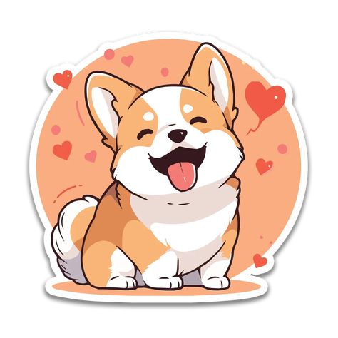 Heart eyes, can't lose. Our smitten corgi sticker is a love letter to everyone who's ever been bitten by the 'awww' bug. Perfect for hopeless romantics and puppy-lovers alike, best suited for your water bottle or notebook. Pairs well with: Bulldog Sticker Dachshund Sticker Sticker Material: Thick Premium Vinyl: Fully waterproof, weatherproof, and scratch-resistant, these champs are built to withstand the elements (Even your dishwasher!) Dishwasher Safe: Our stickers are as tough as they come—unf Dachshund Sticker, Messenger Stickers, Corgi Art, Corgi Pictures, Puppy Drawing, Very Cute Dogs, Heart Illustration, Puppy Lover, Sticker Material