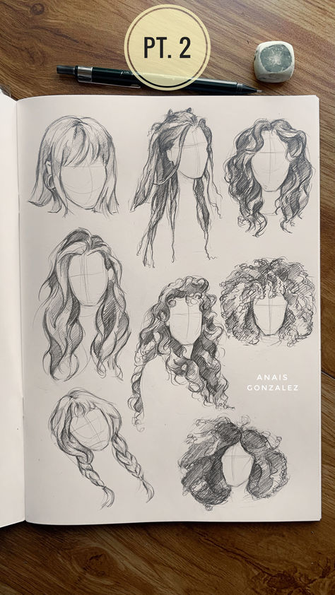 How To Draw Hair Up, How To Draw Side Part Hair, How To Draw Realistic Drawings, How To Draw Different Types Of Hair, How To Do A Portrait, How To Draw Hair Sketch, Drawing Techniques Hair, How To Draw The Back Of A Head, Sketch Portrait Tutorials