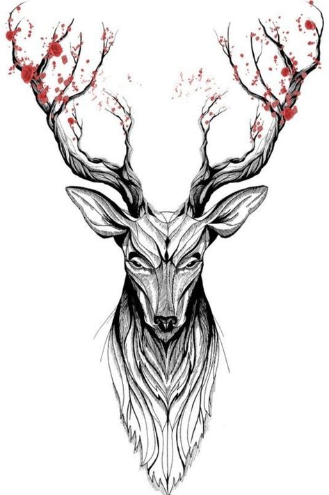 Stag Tattoo Design, Elk Tattoo, Deer Skull Tattoos, Deer Tattoo Designs, Stag Tattoo, Hirsch Tattoo, Buddha Tattoos, Kunst Tattoos, Deer Tattoo