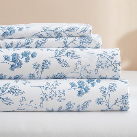 PRICES MAY VARY. Washed Microfiber EXTRA FIT - blue floral size sheet set was made of 100% washed microfiber material,which offers strength and durability with exceptional softness.Experience the ultimate comfort and soft touch with our bed sheets, sleep better and wake up each morning feeling refreshed,this washed microfiber sheets is stronger than cotton with ultra-tight knit,these luxury floral bed sheets won't rip or tear after washing.keep you cool,comfortable,and breathable in all seasons. Full Bed Sheets, Floral Sheets, Twin Xl Sheets, Floral Sheet Set, Cooling Sheets, King Bed Sheets, Soft Bed Sheets, Blue Sheets, Deep Pocket Sheets