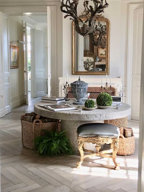 Fonplegade Interior | Patina Home & Garden Gustavian Interiors, Display Tables, Patina Farm, Entry Stairs, Small Cottage Homes, Small Courtyards, Casa Patio, French Interior, High Fashion Home