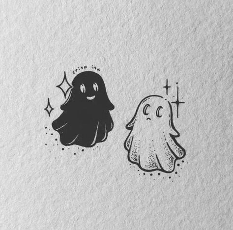 Friendship Tattoo, Ghost Stickers, Friend Aesthetic, Cute Drawings, Ghost, Illustrations, Black And White, Drawings, Black