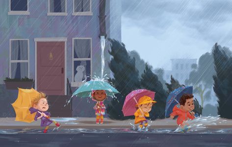 My Little Golden Book About Weather on Behance Rain Illustration, Seni Pastel, Illustration Art Kids, Illustration Book, Children's Illustration, Picture Books Illustration, Childrens Books Illustrations, Book Illustration Art, Golden Book