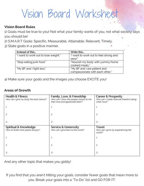 Vision Board Worksheet, Goal Setting Vision Board, Vision Board Workshop, Vision Board Diy, Vision Board Template, Vision Board Examples, Vision Board Party, Goals Worksheet, Life Planning