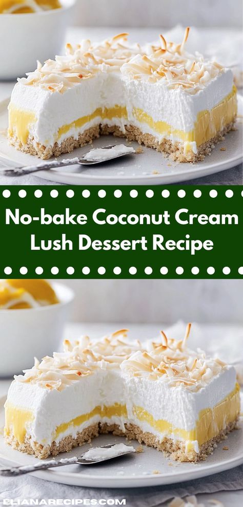 Need a crowd-pleasing dessert for your next gathering? Discover the No-bake Coconut Cream Lush Dessert, a simple yet indulgent treat that combines light textures with rich coconut flavor, ensuring smiles all around. Coconut Cream Lush, Coconut Cream Cheesecake, Creative Dessert Ideas, Unique Recipes Desserts, Dessert Ideas Easy, Perfect Cheesecake Recipe, Lush Dessert, Coconut Cream Cheese, Perfect Cheesecake