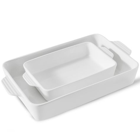 PRICES MAY VARY. Suitable Size For Daily Use-The Howise Ceramic Baking Dish Set includes 2 pieces bakeware of difference dimensions (excludes the ears' size): 13"L x 9.25"W x 2.75"H and 9"L x 6.5"W x 2.08"H, suitable for lasagna, spaghetti, chicken, meat, beef, roasting, vegetables, storing and reheating leftovers and etc. Reliable Product with Pro-grade Porcelain- baking dishes made of ceramics calcined at high temperature, durable,heat and chip resistant. Porcelain material, the smooth surface Spaghetti Chicken, Roasting Vegetables, Casserole Dish Set, Safest Cookware, Baking Dish Set, Ceramic Baking Dish, Ceramic Knife, Baking Dishes, Chicken Meat