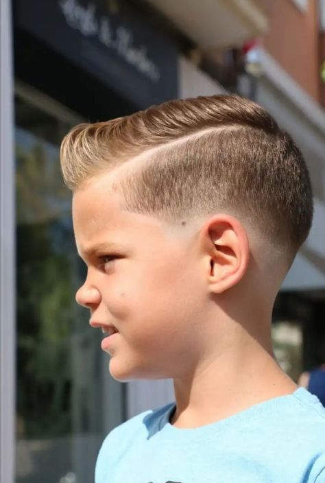 Kids Barber Haircut, Boys Haircut Hard Part, Kids Fade Haircut Boy Hair, Boys Hair Cuts Longer On Top, Kids Fade Haircut, Modern Boy Haircuts, Boys Fade Haircut, Boys Haircut Styles, Short Fade Haircut