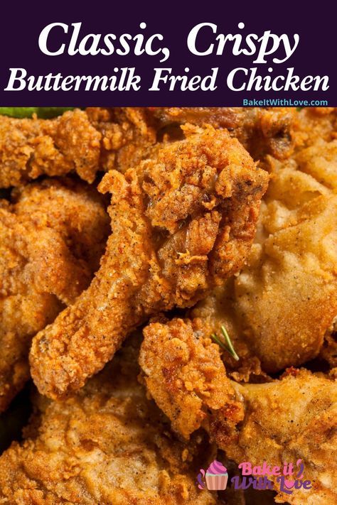 You can't go wrong with classic fried chicken, and my easy crispy fried chicken recipe is the perfect way to get your fix! I like to make a classic buttermilk fried chicken that uses the whole chicken so you can choose your favorite piece of meat! Whether you like legs, breast, light or dark meat, there is something for everyone! #BakeItWithLove #bakeitwithlove #fried #chicken #buttermilk #classic #crispy Best Fried Chicken Recipe, Easy Fried Chicken, Fried Chicken Recipe Southern, Fried Chicken Legs, Chicken Leg Recipes, Making Fried Chicken, Fried Chicken Recipe, Buttermilk Fried Chicken, Fried Chicken Breast