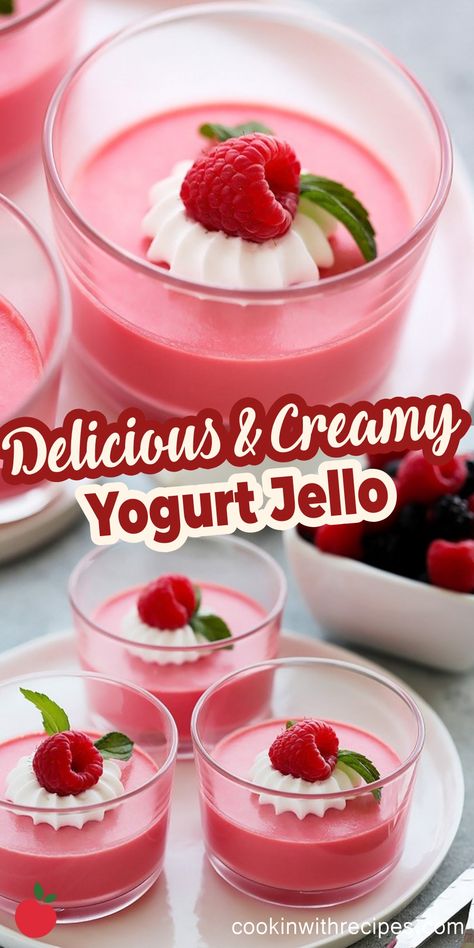 Yogurt Jello Recipe, Yogurt Jello, Jello Parfait, Yogurt Dessert Recipes, Greek Yogurt Dessert, Jello With Fruit, Jello Recipe, Jello Flavors, Whipped Cream Desserts