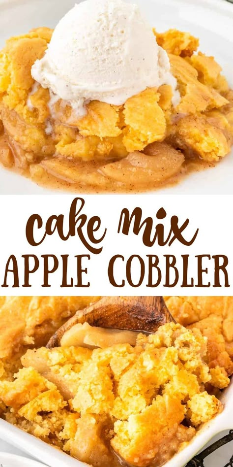 Cake Mix Apple Cobbler, Homemade Apple Cobbler, Apple Cobbler Easy, Cobbler Cake, Cake Mix Cobbler, Apple Dump Cake, Apple Cobbler Recipe, Apple Pie Filling Recipes, Cobbler Easy