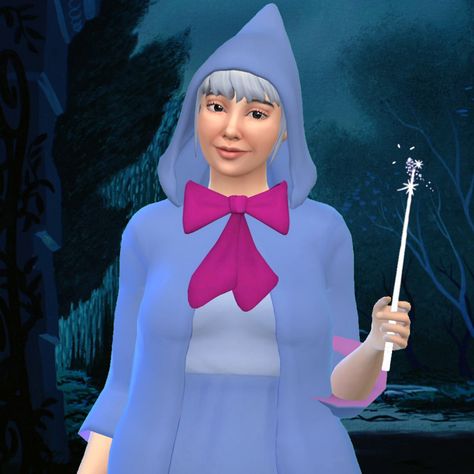 Stardust Sims 4 Godmother Outfit, Fairytale Characters, Cinderella Fairy Godmother, Cinderella Hair, Disney Challenge, Sims 4 Challenges, Sims 4 Anime, Sims 4 Cc Skin, Disney Princess Dresses