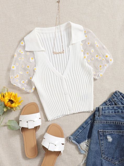 Daisy Clothes, Daisy Outfit, Forever 21 Outfits, Fashion Top Outfits, Cute Dress Outfits, Girls Crop Tops, Daisy Dress, Fashion Tops Blouse, American Girl Clothes