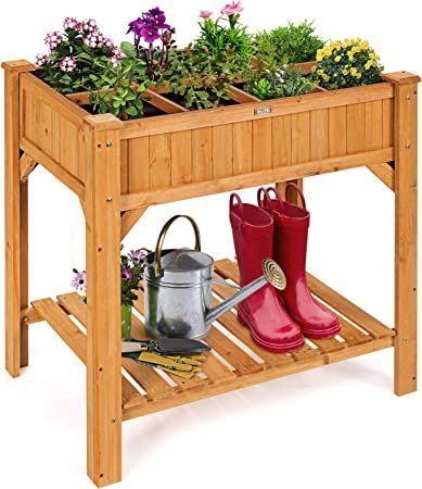 Giantex Raised Garden Bed, Elevated Planter Box Kit with 8 Grids & Liner for Herbs Vegetables Flowers, Outdoor Solid Fir Wood Planting Container with Legs & Storage Shelf for Backyard Patio (Natural) Elevated Planter, Elevated Planter Box, Elevated Gardening, Raised Planter Boxes, Raised Planter Beds, Planter Beds, Garden Planter Boxes, Planting Tools, Wood Pots