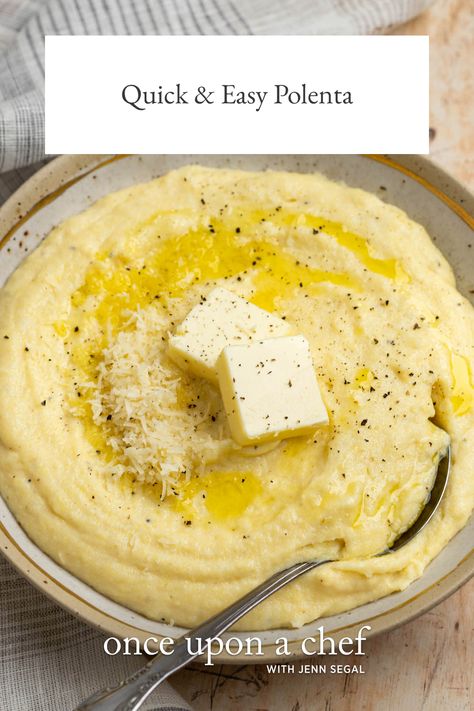 Easy Polenta, Instant Polenta, Creamy Garlic Mashed Potatoes, Once Upon A Chef, Polenta Recipes, Traditional Italian Dishes, Creamy Polenta, Garlic Mashed Potatoes, Garlic Mashed