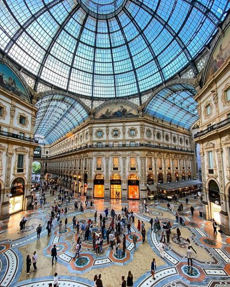 The Galleria Vittorio Emanuele II in Milan, Italy 🇮🇹 was designed in the neo-Renaissance style by architect Giuseppe Mengoni and opened in 1877 Milan Galleria Vittorio Emanuele, Streets Photography, Palace Architecture, Pattern Language, City Streets Photography, Galleria Vittorio Emanuele Ii, Travel Things, Budget Hotel, Honeymoon Destinations