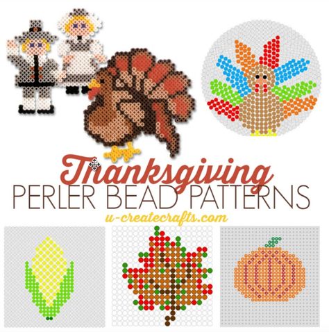 Grab those perler beads and print out these Thanksgiving Perler Bead Patterns! Such a fun way to let the kids create while dinner is cooking! Christmas Poem, Christmas Perler Beads, Tree Photos, Thanksgiving Jewelry, Snowman Craft, Melty Bead Patterns, Fuse Bead Patterns, Holiday Beading, Scarf Tutorial