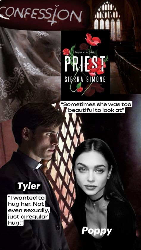 Priest (Priest Series, book 1) by Sierra Simone. Poppy Danforth and Tyler Bell. #fyp #bookaesthetic #books Sierra Simone, Literary Characters, Fantasy Books To Read, Dark Romance Books, Recommended Books To Read, Top Books To Read, Romantic Books, Book People, Top Books