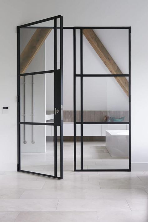 Boffi Salinas kitchen by Patricia Urquiola Glass Entrance Doors, Steel Doors And Windows, Steel Front Door, Eclectic Bathroom, Perfect View, Steel Windows, Entrance Door Design, Glass Doors Interior, Living Room Design Inspiration