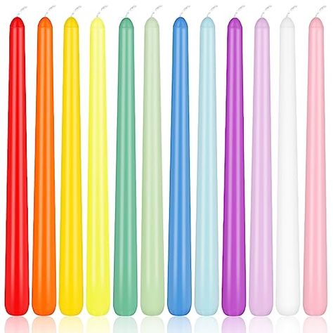 Colorful Candlesticks, Pink Taper Candles, Colored Taper Candles, Dripless Candles, Yellow Candles, Candle Wick, Tall Candle, Garden Candles, Taper Candle Holders